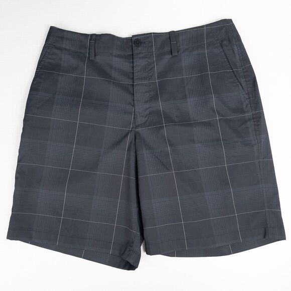 Under Armour Performance Plaid Golf Shorts Mens 36R Black Gray/Blue Preppy - Picture 1 of 16